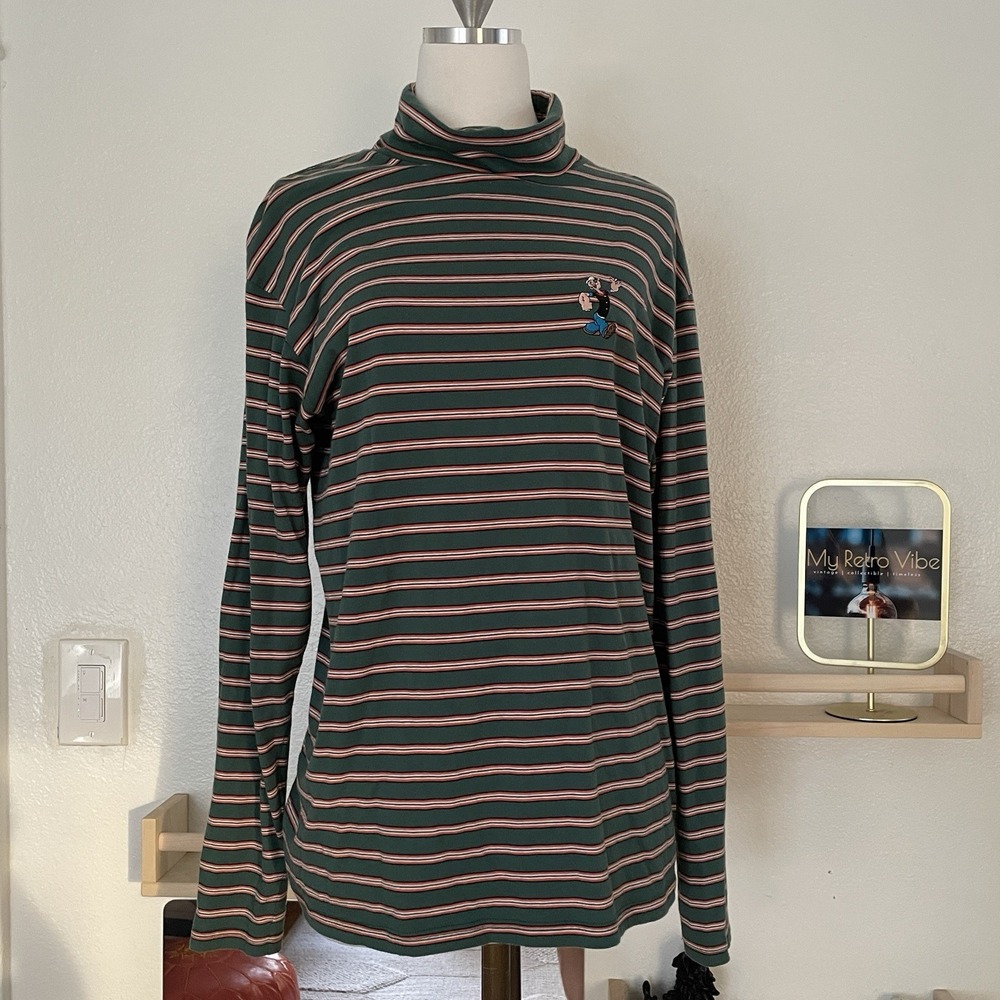 Joyrich Long Sleeve‎ Turtleneck Striped Popeye Embroidery Size Medium